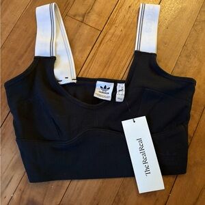 Adidas Black Sports Top with White Straps